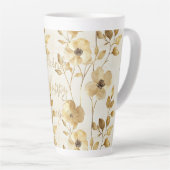 Gold Flowers Inspirational Happy Thoughts Latte Mok (Rechterhoek)