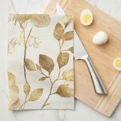 Gold Flowers Inspirational Happy Thoughts Theedoek (Quarter Fold)