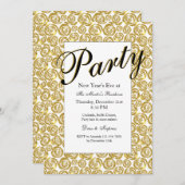 Gold Flowers Invitation Kaart (Voorkant / Achterkant)