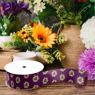 Gold Flowers Liberty Pattern, Floral Paars Grosgrain Lint