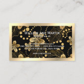 Gold Flowers Monogram | QR-CODE-Visitekaartje Visitekaartje (Achterkant)