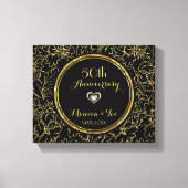 Gold Flowers op Black Canvas Afdruk (Voorkant)