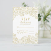 Gold Flowers op RSVP-kaart met witte respons RSVP Kaartje (Staand voorkant)