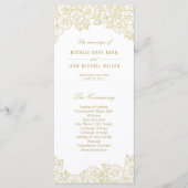 Gold Flowers op White Wedding Program Rack-Kaarten Programmakaart (Voorkant)