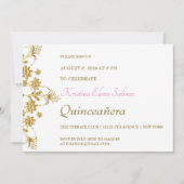  Gold Flowers Party-uitnodiging Kaart (Voorkant)