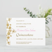  Gold Flowers Party-uitnodiging Kaart (Staand voorkant)