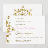  Gold Flowers Party-uitnodiging Kaart (Voorkant / Achterkant)