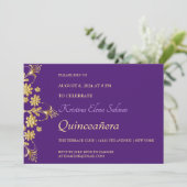 Gold Flowers Party-uitnodiging Kaart (Staand voorkant)