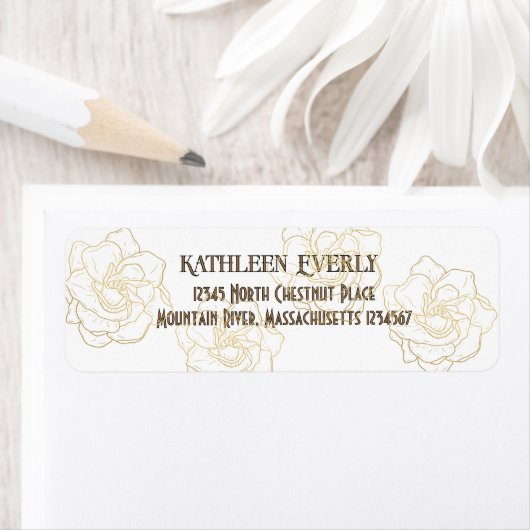 Gold Flowers Return Address Label (Insitu)