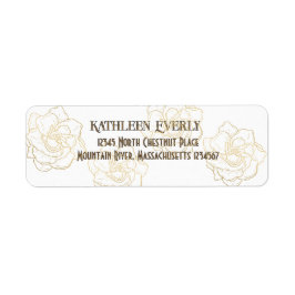 Gold Flowers Return Address Label