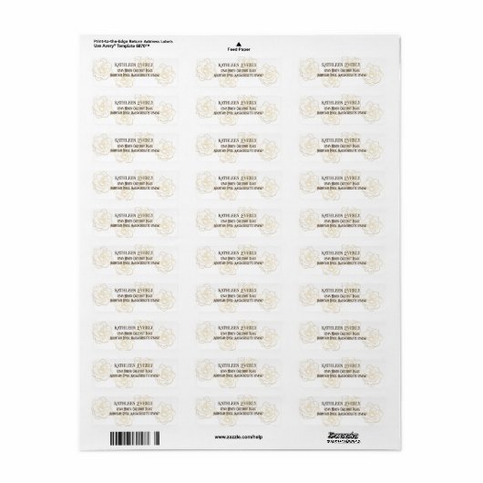 Gold Flowers Return Address Label (Full Sheet)