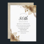 Gold Flowers Womans Mannen 80th Birthday Invite Kaart<br><div class="desc">Gold Flowers Womans Mannen 80th Birthday Noite Elegant Floral Gold Design. Variaties in de uitnodiging en overeenkomende objecten in onze winkel</div>