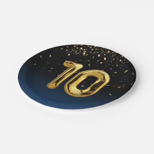 Gold Foil 10 ballonnen en Bord van Confetti Paper (Gekanteld)