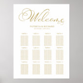 Gold Foil 12 Tables Wedding Seating Chart Poster (Voorkant)