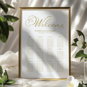 Gold Foil 12 Tables Wedding Seating Chart Poster