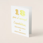 Gold Foil 18th Wedding Jubileum + aangepaste namen Folie Kaarten (Voorkant)
