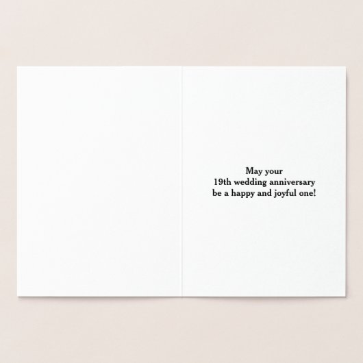 Gold Foil 19th Wedding Jubileum + aangepaste namen Folie Kaarten (Binnen)