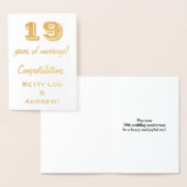 Gold Foil 19th Wedding Jubileum + aangepaste namen Folie Kaarten (Display)