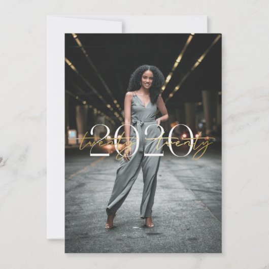 Gold Foil 2020 Typografie Afstuderen Uitnodiging (Voorkant)