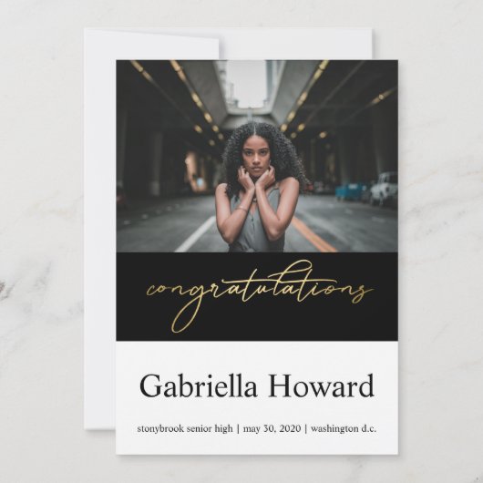 Gold Foil 2020 Typografie Afstuderen Uitnodiging (Achterkant)