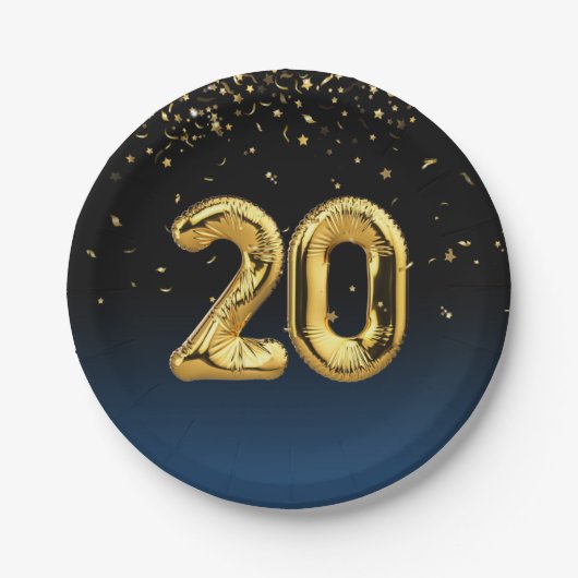 Gold Foil 20-ballonnen en Confetti Paper Bord (Voorkant)