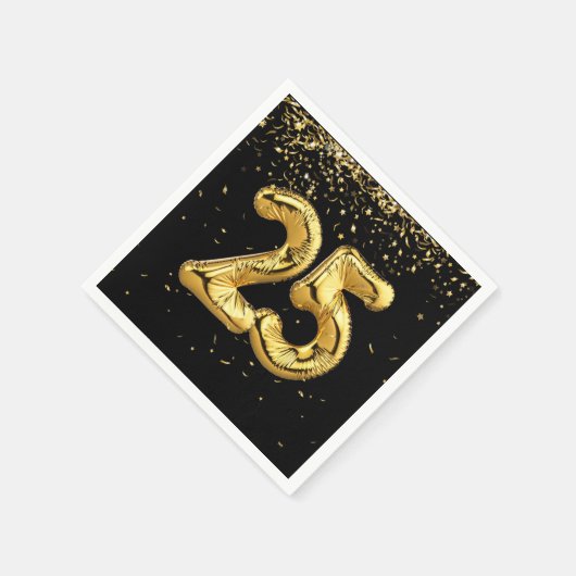 Gold Foil 25 ballonnen en Confetti Napkins Servet (Hoek)