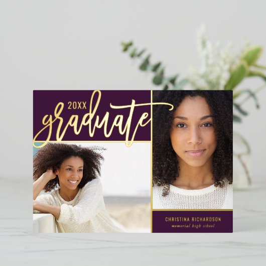 Gold Foil 2 Aankondiging van het Afstuderen op fot (Staand Voorkant)