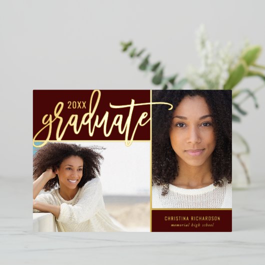 Gold Foil 2 Aankondiging van het Afstuderen op fot (Staand Voorkant)