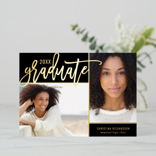 Gold Foil 2 Aankondiging van het Afstuderen op fot (Staand Voorkant)