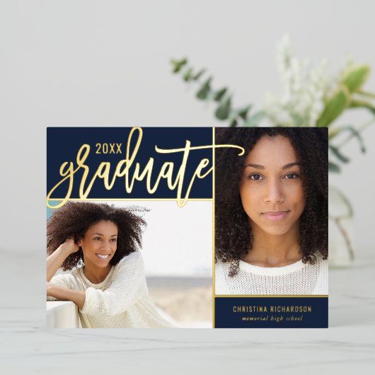 Gold Foil 2 Aankondiging van het Afstuderen op fot (Staand Voorkant)