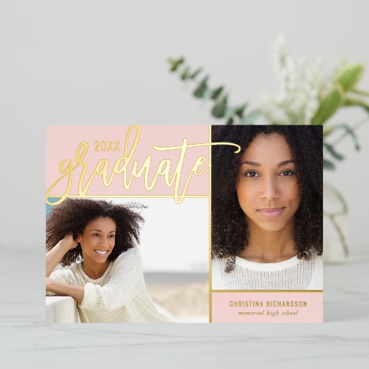 Gold Foil 2 Aankondiging van het Afstuderen op fot (Staand Voorkant)