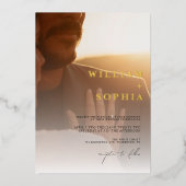 Gold Foil 2 Foto's Weddenschap Folie Uitnodiging (Voorkant)