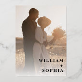 Gold Foil 2 Foto's Weddenschap Folie Uitnodiging (Achterkant)