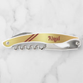 Gold Foil - 2 maroon Accent Stripes - op maat gema Kurkentrekker (Achterkant)