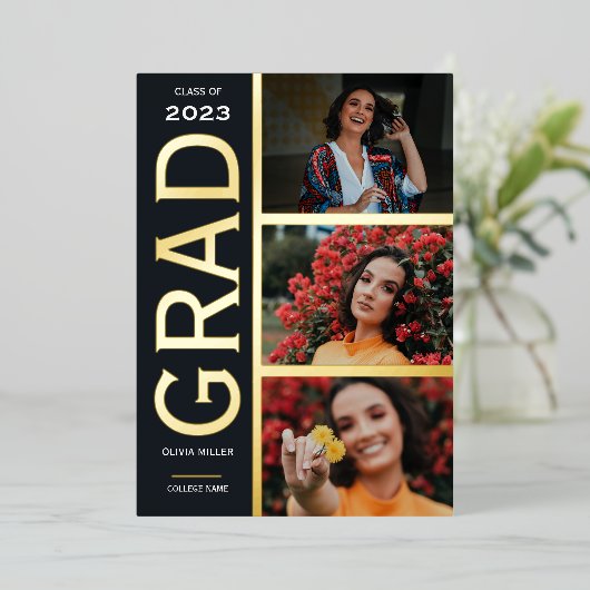 Gold Foil 3 Aankondiging van het Afstuderen voor f (Staand Voorkant)