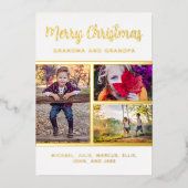 Gold Foil 3 Foto grootouder kleinkind Kerstmis Folie Feestdagenkaart (Voorkant)