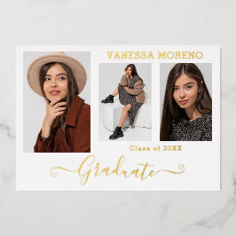 Gold Foil 3 Foto Modern Calligraphy Afstudeerder K Folie Uitnodiging