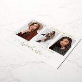 Gold Foil 3 Foto Modern Calligraphy Afstudeerder K Folie Uitnodiging (Gedraaid)