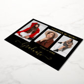 Gold Foil 3 Foto Modern Calligraphy Afstudeerder K Folie Uitnodiging (Gedraaid)