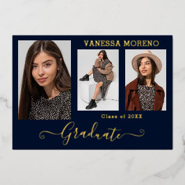 Gold Foil 3 Fotografie Afstudeerder Kaart Blu