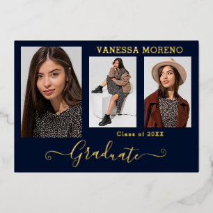 Gold Foil 3 Fotografie Afstudeerder Kaart Blu