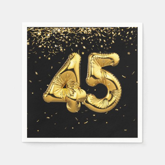 Gold Foil 45 ballonnen en Confetti Napkins Servet (Voorkant)
