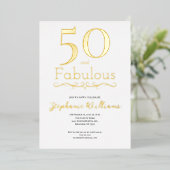 Gold Foil 50 and Fabulous 50th Birthday Party Folie Uitnodiging (Staand Voorkant)