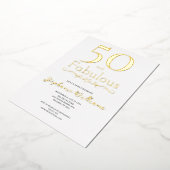 Gold Foil 50 and Fabulous 50th Birthday Party Folie Uitnodiging (Gedraaid)