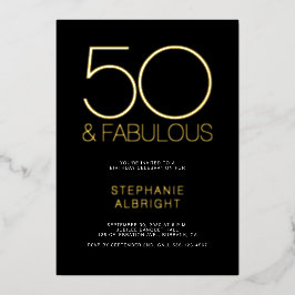 Gold Foil 50 and Fabulous 50th Birthday Party Folie Uitnodiging