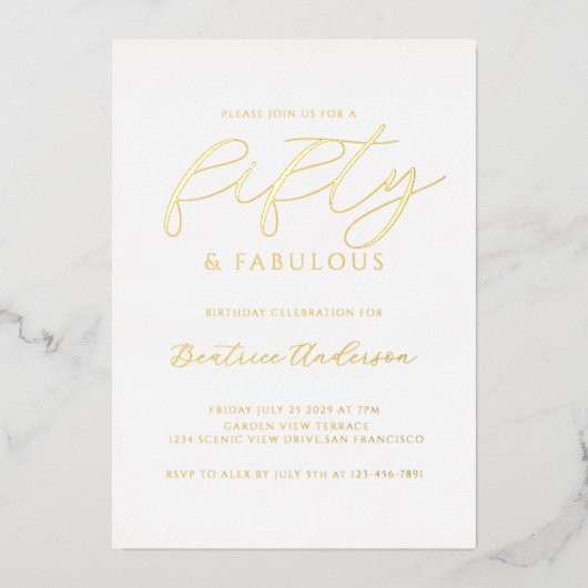 Gold Foil 50 and Fabulous Folie Uitnodiging (Voorkant)