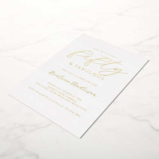 Gold Foil 50 and Fabulous Folie Uitnodiging (Gedraaid)