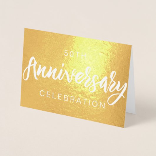 Gold Foil 50e Jubileum Party-uitnodigingen Folie Kaarten (Voorkant)