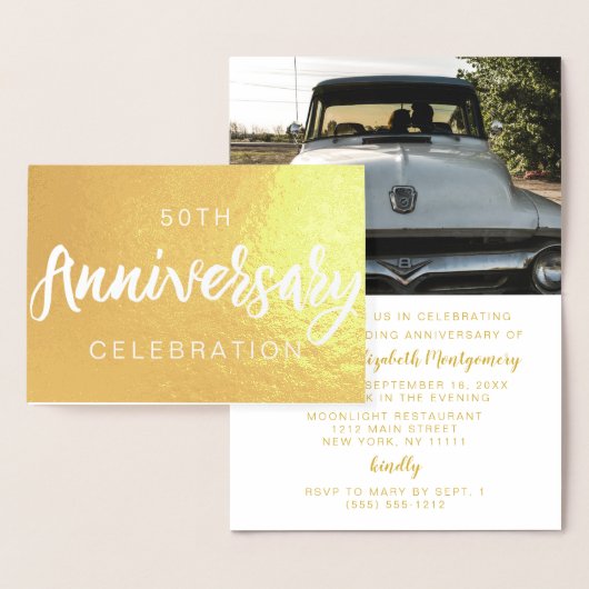 Gold Foil 50e Jubileum Party-uitnodigingen Folie Kaarten (Display)