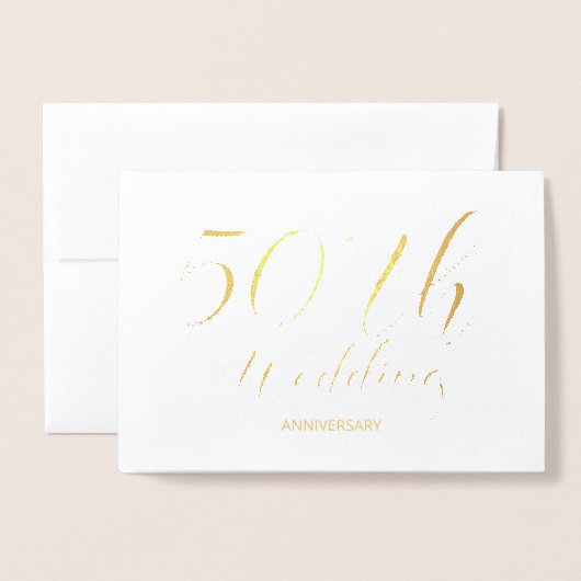 Gold Foil 50ste bruiloft Jubileum Folie Kaarten (Voorkant met envelop)